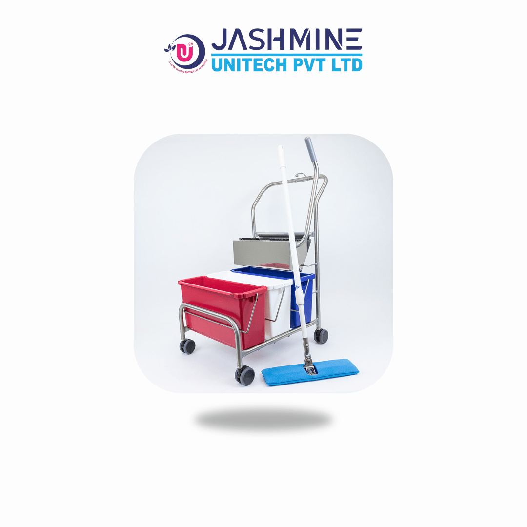 Premium Cleanroom Multi-Bucket Mopping Trolley System - Main View